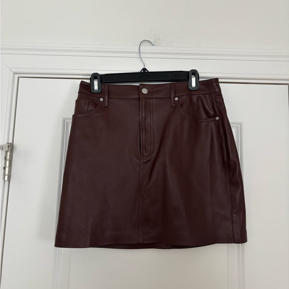 Express Faux Leather Mini Skirt in Deep Wine - Picture 3 of 7